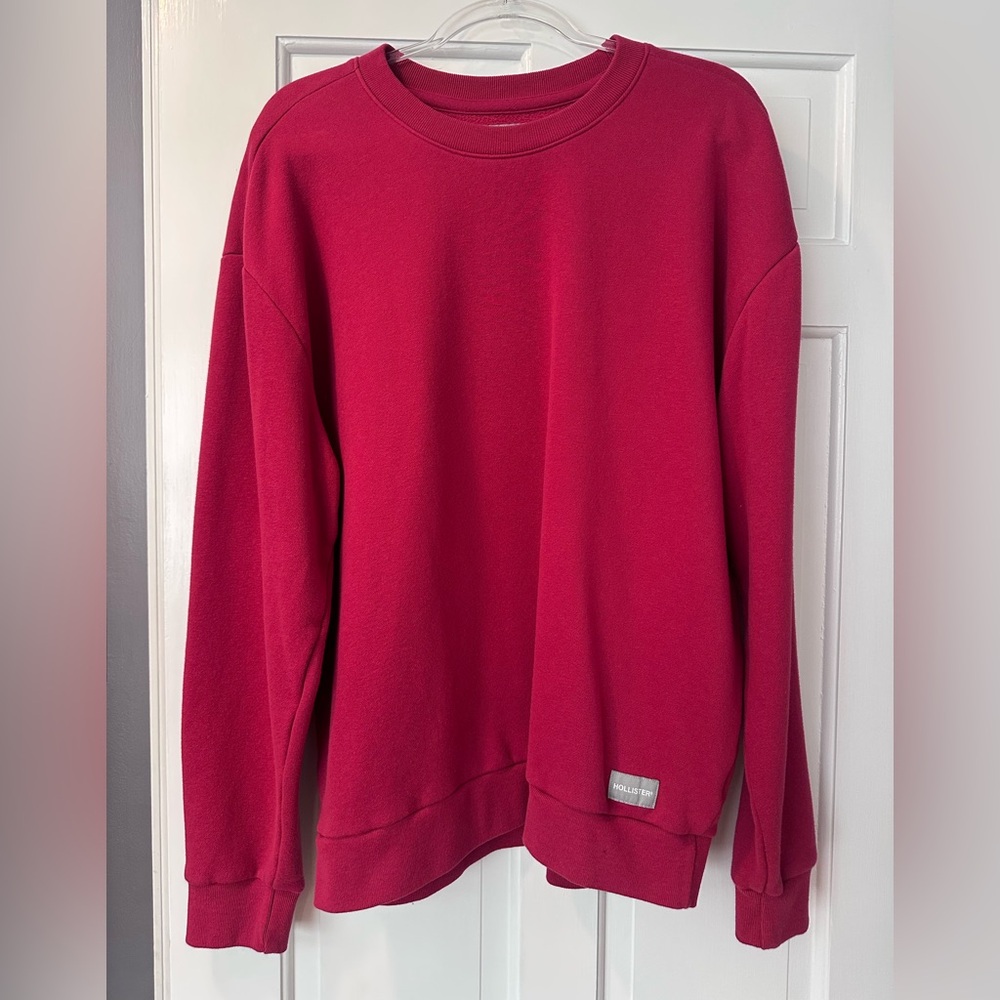 Hollister Men's Crewneck Sweatshirt in Red.  Relaxed fit.